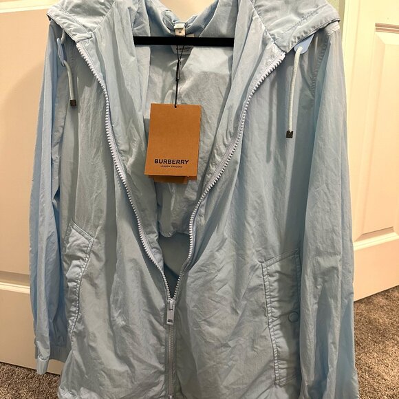 Burberry Blue Packable Winchester Rain Jacket Windbreaker